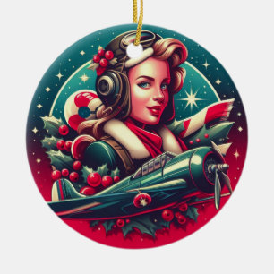 Décoration En Céramique Pin-up Fille Ornament de Noël