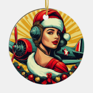 Décoration En Céramique Pin-up Fille Ornament de Noël