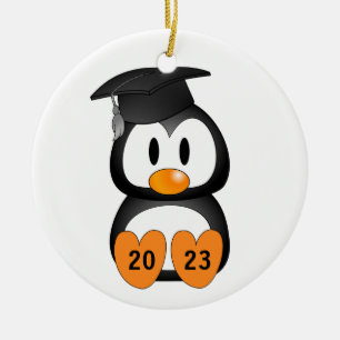 Décoration En Céramique Pingouin de graduation personnalisable