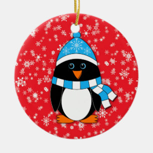 Décoration En Céramique Pingouin fantaisie d'hiver