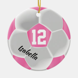 Décoration En Céramique Pink and White ⚽ Soccer Ball