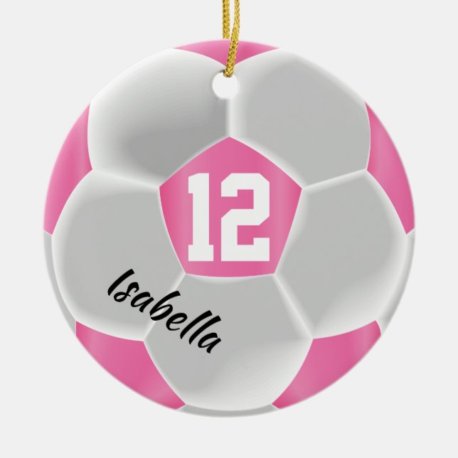 Décoration En Céramique Pink and White ⚽ Soccer Ball (Devant)