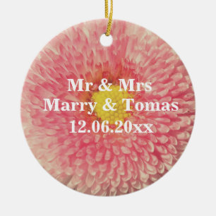 Décoration En Céramique Pink Daisy, Save the date Ornament
