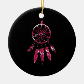 Décoration En Céramique Pink Dreamcatcher Feathers Amérindien