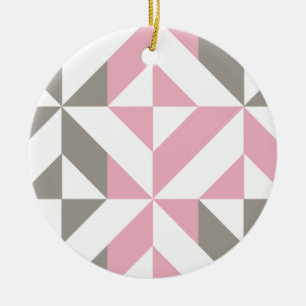 Décoration En Céramique Pink Raspberry and Silver Geometric ZigZag
