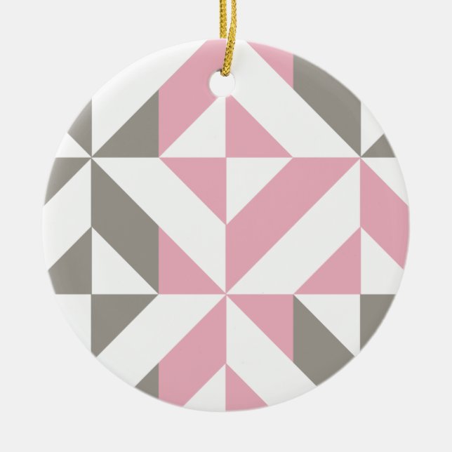 Décoration En Céramique Pink Raspberry and Silver Geometric ZigZag (Devant)