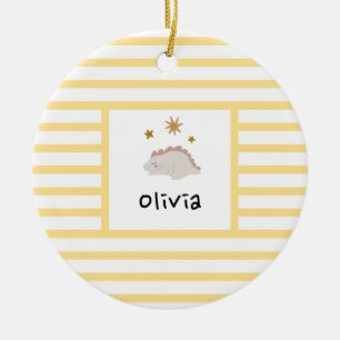 Décoration En Céramique Pink Sleepy Baby Dino Yellow Stripe Modern
