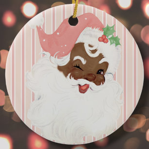 Décoration En Céramique Pink Vintage Want Black Père Noël sapin de Noël
