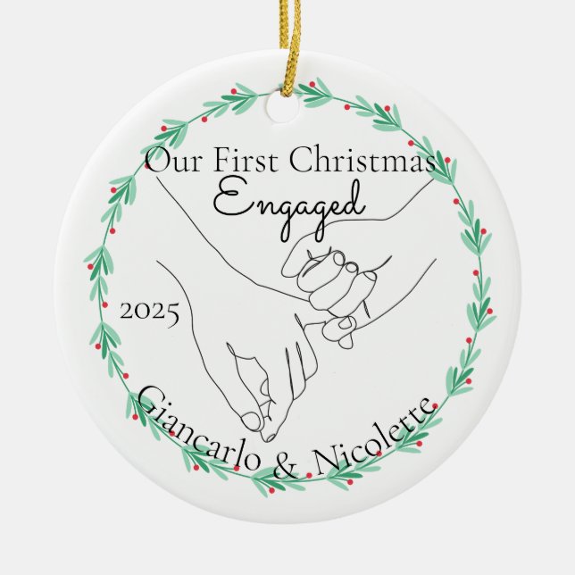 Décoration En Céramique Pinky Promise First Christmas Engaged (Devant)