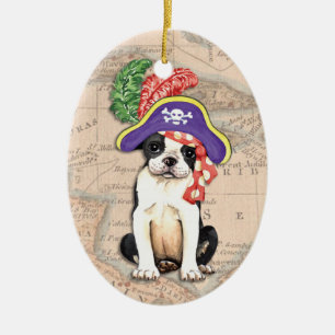 Décoration En Céramique Pirate de Boston Terrier