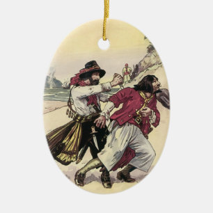 Décoration En Céramique Pirates vintages, Duel jusqu'à la mort sur la plag
