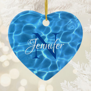 Décoration En Céramique Piscine Aqua Bleu Photo Monogrammé