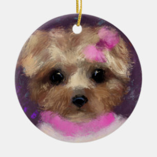DÉCORATION EN CÉRAMIQUE PISCINE DE MINI YORKIE