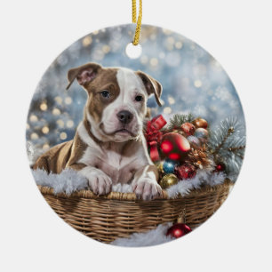 Décoration En Céramique Pitbull Chien Chien Noël