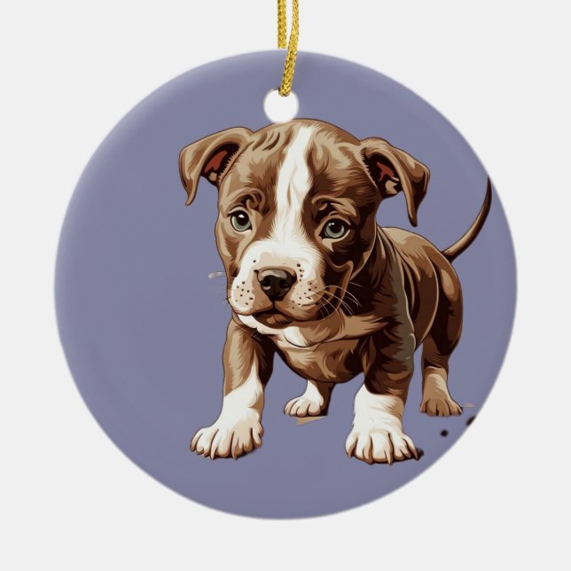 Décoration En Céramique Pitbull Ornament personnalisable cadeau (Devant)