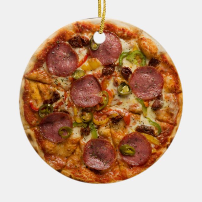 Décoration En Céramique Pizza suprême personnalisée (Devant)