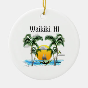 Décoration En Céramique Plage Sunset Waikiki Hawaii