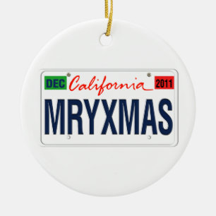Décoration En Céramique Plaque de licence Californie Merry Xmas 2011