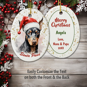 Décoration En Céramique Plaque d'or Père Noël Paws Doberman Pinscher