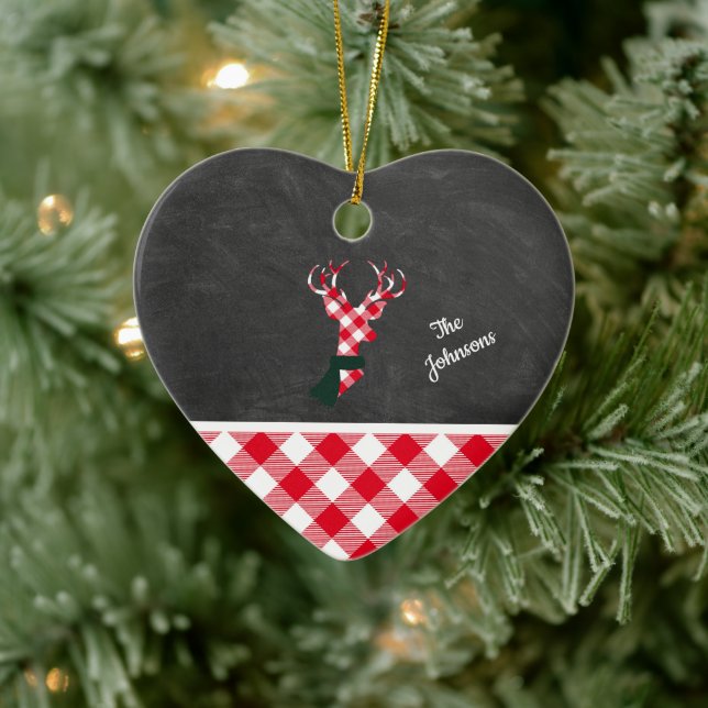 Décoration En Céramique Plaqué Noël Reindeer Chalkboard personnalisé (Arbre)