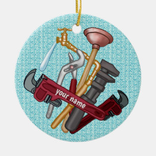 Décoration En Céramique Plumber Tools custom name ornament