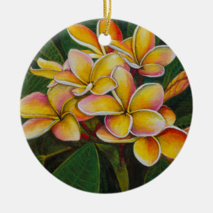 Décoration En Céramique Plumeria d'arc-en-ciel