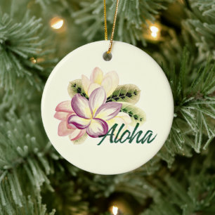 Décoration En Céramique Plumeria vintage Aloha personnalisable