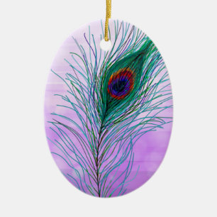 Décoration En Céramique Plumes Peacock dessinées à la main Personnalisées
