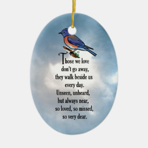 Décoration En Céramique Poème "ainsi aimé" d'oiseau bleu