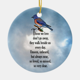 Décoration En Céramique Poème "ainsi aimé" d'oiseau bleu