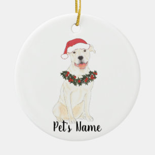 Décoration En Céramique Poignée Pitbull personnalisée (blanche)