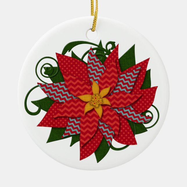 Décoration En Céramique Poinsettia | Noël que vous personnalisez (Devant)