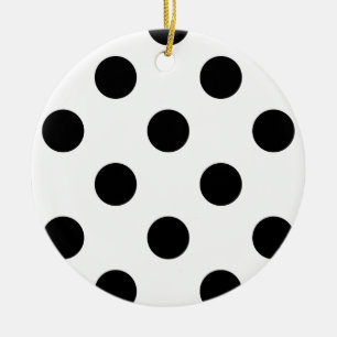 Décoration En Céramique Point Polka noir et blanc