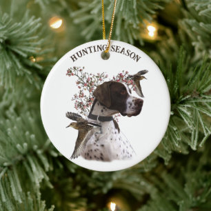 Décoration En Céramique Pointeur anglais, chasse aux oiseaux