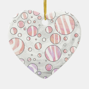 Décoration En Céramique Pois rose et blanc Zebra