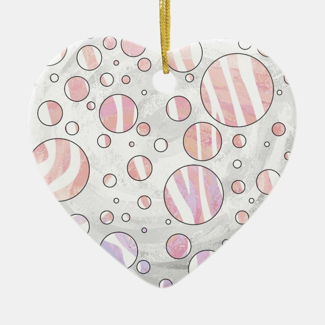 Décoration En Céramique Pois rose et blanc Zebra (Devant)