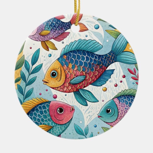 Décoration En Céramique Poisson arc-en-ciel sous-marin (Devant)