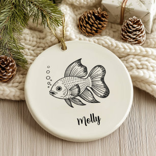 Décoration En Céramique Poisson combattant personnalisé pour Noël