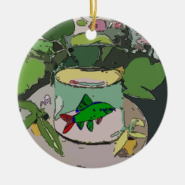 Décoration En Céramique Poisson vert Abstrait, ajouter, modifier du texte (Devant)