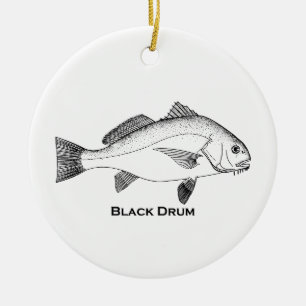 Décoration En Céramique Poissons de tambour noir