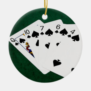 Décoration En Céramique Poker Hands - Flush - Spades Suit