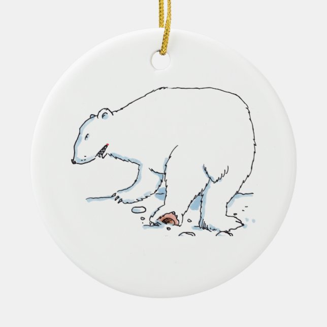 Décoration En Céramique Polar Bear round ceramic ornament (Devant)