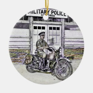 Décoration En Céramique Police à moto noire 2ème guerre mondiale