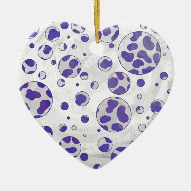 Décoration En Céramique Polka blanc et violet dalmate (Devant)