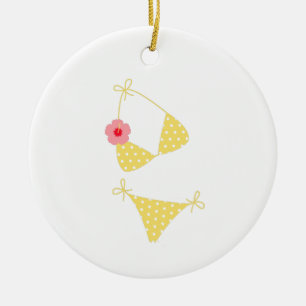 Décoration En Céramique Polka Jaune Dot Bikini