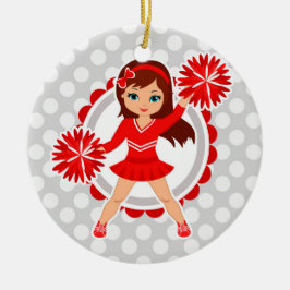 Décoration En Céramique Pom-pom girl - acclamation rouge mignonne de brune