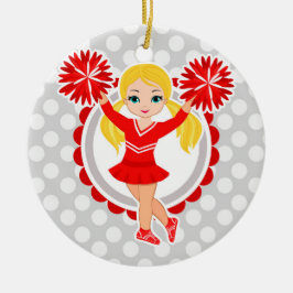 Décoration En Céramique Pom-pom girl - Blonde Rouge mignonne