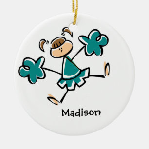Décoration En Céramique Pom-pom girl vert turquoise