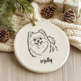 Décoration En Céramique Pomeranian personnalisé pour Noël