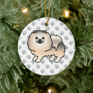 Décoration En Céramique Pomeranian Sable Crème Chien de Dessin Animé Migno